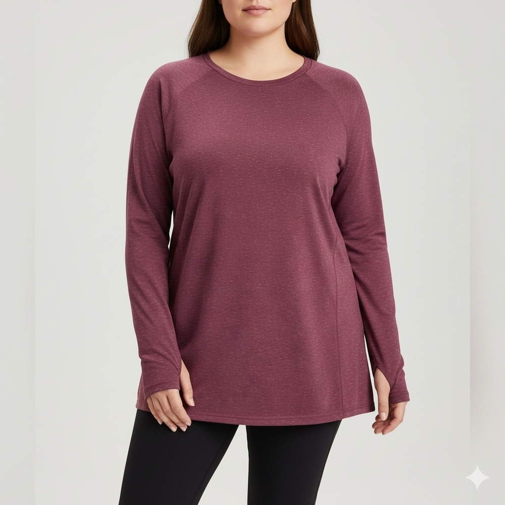 Earth Yoga Women's Burgundy Long Sleeve Top XL